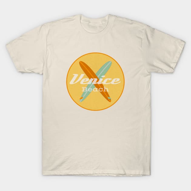 Venice Beach Crossed Surfboards T-Shirt by AKdesign